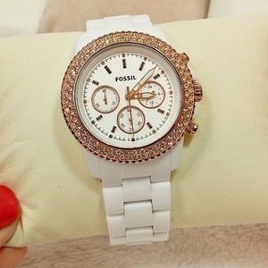 White and Gold Fossil Watch